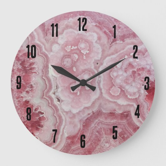 Stilvolles Agate Elegant Pink Große Wanduhr (Vorderseite)