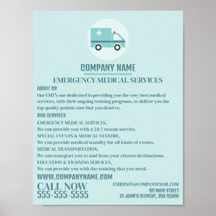 Stilvolles Ambulanzdesign, EMT, paramedische Werbu Poster