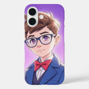 Stilvolles Anime-Jungen-Porträt-Grafik iPhone 16 H Hülle