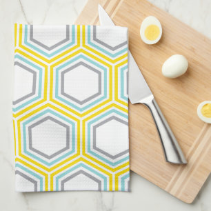 Stilvolles Aqua- und Yellow Geometric-Muster Küchentuch