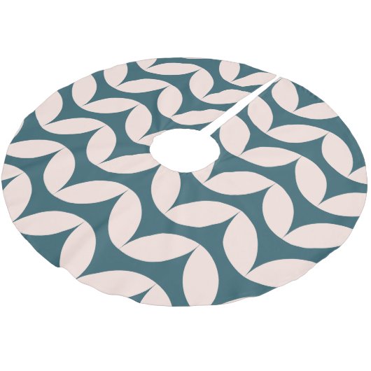 Stilvolles Aquamarines Blush Modernes geometrische Polyester Weihnachtsbaumdecke (Schrägansicht)