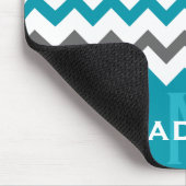 Stilvolles Aquamarines und grau Zickzack Muster Mousepad (Ecke)