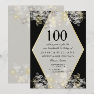 Stilvolles Aquarell-Blumen100. Geburtstag Einladung