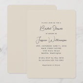 Stilvolles ästhetisches cremefarbenes Brautparty Einladung (Vorne/Hinten)