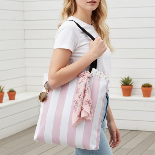 Stilvolles Baby Rosa und Weiß gestreift Tasche