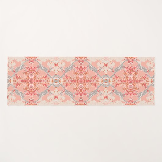 Stilvolles barockes Muster in Rosa Rot von Weiß Yogamatte (Vorderseite (Horizontal))