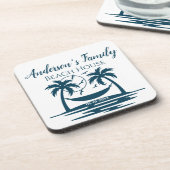 Stilvolles Beach House Palm Tree Hammock Familienn Getränkeuntersetzer (Linke Seite)