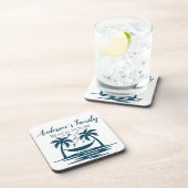 Stilvolles Beach House Palm Tree Hammock Familienn Getränkeuntersetzer (Rechte Seite)