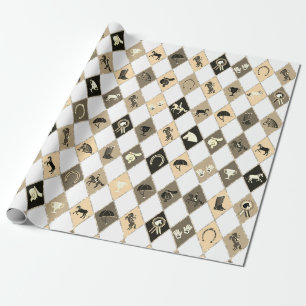 Stilvolles Beige-Creme-Reiter-Diamantmuster Geschenkpapier