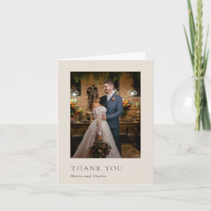 Stilvolles Beige Foto Moderne Hochzeit Dankeskarte