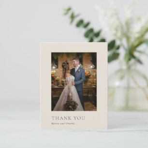 Stilvolles Beige Foto Moderne Hochzeit Dankeskarte