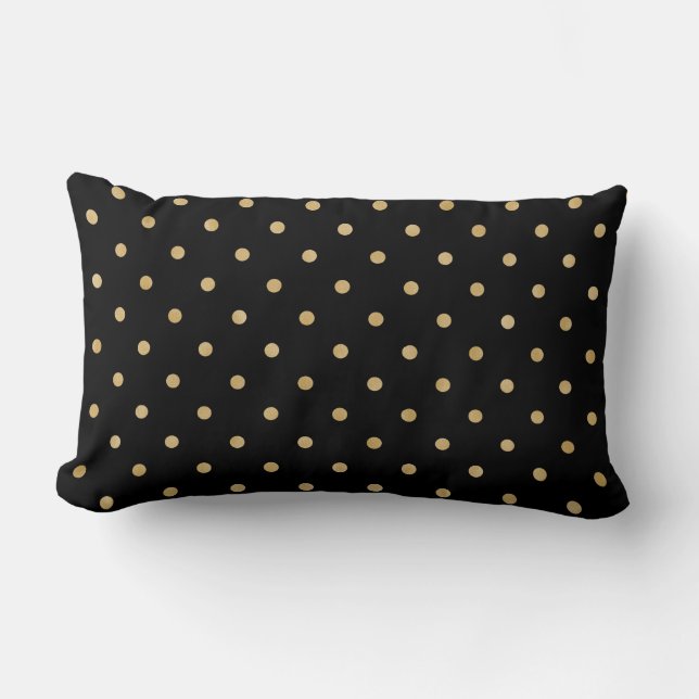 Stilvolles Beige Polka Dot Black Pattern Design Lendenkissen (Vorderseite)