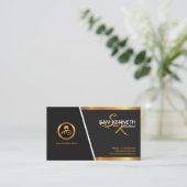 Stilvolles Berufliches Monogram Gold Chauffeur Log Visitenkarte (Stehend Vorderseite)