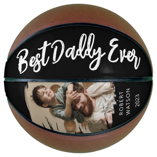 Stilvolles Best Daddy jemals Brushed Effect Foto Basketball (Vorderseite)