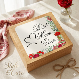 Stilvolles Best Mom Ever Muttertags-Sticker-Design Quadratischer Aufkleber