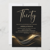 Stilvolles Black and Gold 30. Geburtstag Party Einladung (Vorderseite)