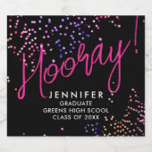 Stilvolles Black and Pink Confetti Graduate Party Schaumweinetikett (Einzelnes Label)