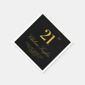 Stilvolles Black & Gold 21. Geburtstag Confetti Pa Serviette (Ecke)