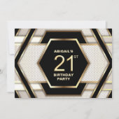 Stilvolles Black Gold 21. Geburtstag Party Einladung (Rückseite)