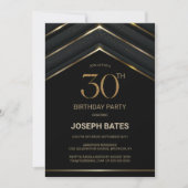 Stilvolles Black Gold 30. Geburtstag Party Einladung (Vorderseite)