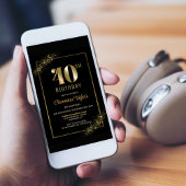 Stilvolles Black Gold 40. Geburtstag Party Einladung