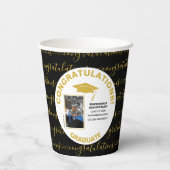 Stilvolles Black Gold Graduate Foto Pappbecher (Rückseite)