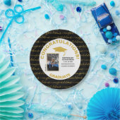 Stilvolles Black Gold Graduate Foto Pappteller (Party)