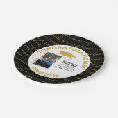 Stilvolles Black Gold Graduate Foto Pappteller (Schrägansicht)