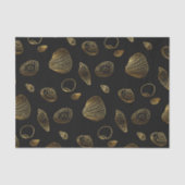 Stilvolles Black Gold Seashells Muster Seidenpapier (Vorderseite)