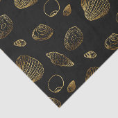 Stilvolles Black Gold Seashells Muster Seidenpapier (Ausschnitt)