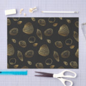 Stilvolles Black Gold Seashells Muster Seidenpapier (Handwerk)