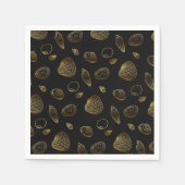 Stilvolles Black Gold Seashells Muster Serviette (Vorderseite)