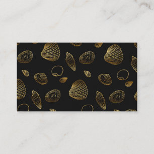 Stilvolles Black Gold Seashells Muster Visitenkarte