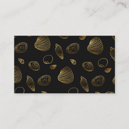 Stilvolles Black Gold Seashells Muster Visitenkarte (Vorderseite)