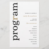 Stilvolles Black Gold Text Hochzeitsprogramm für S (Vorderseite)