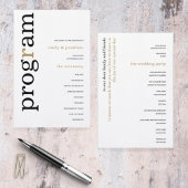 Stilvolles Black Gold Text Hochzeitsprogramm für S