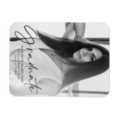 Stilvolles Black Script Abschluss Announcement Fot Magnet (Horizontal)