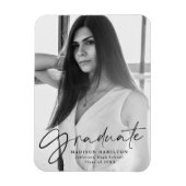 Stilvolles Black Script Abschluss Announcement Fot Magnet (Vertikal)