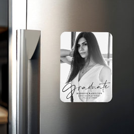 Stilvolles Black Script Abschluss Announcement Fot Magnet