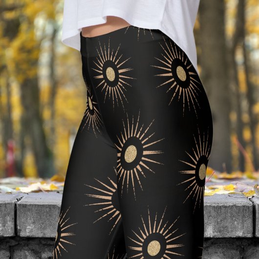 Stilvolles Black Sun Burst Pattern Leggings