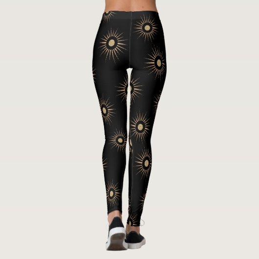 Stilvolles Black Sun Burst Pattern Leggings (Rückseite)