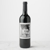 Stilvolles Black & White Wedding Wine Label Weinetikett (Vorderseite)
