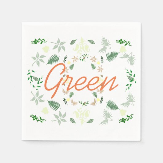 Stilvolles, blass grünes Palm Fern Leaf Paper Napk Serviette (Vorderseite)