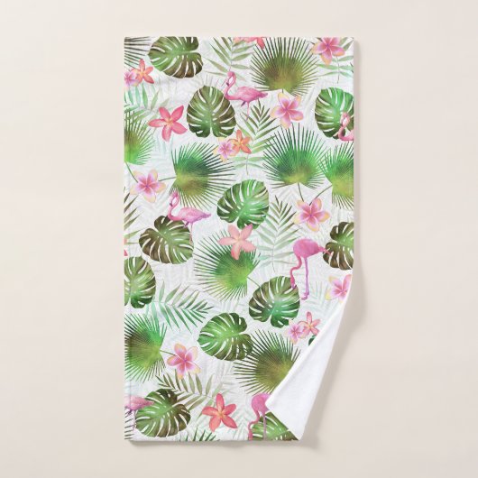 Stilvolles Blattwerk und tropisches Flamingos-Desi Badhandtuch Set (Handtuch)