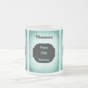 Stilvolles Blau addiert Name 70. Mattglastasse