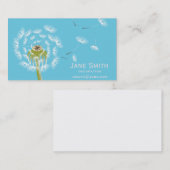 Stilvolles Blau mit dem weißen Löwenzahn beruflich Visitenkarte (Vorne/Hinten)