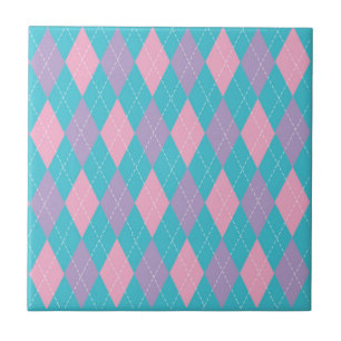 Stilvolles Blau Pink Lila Argyle-Muster Fliese
