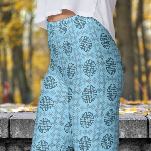 Stilvolles Blau-Schwarz-Kreislauf-Muster Leggings