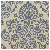 Stilvolles Blau und Creme Damask Muster Stoff (Nahaufnahme)