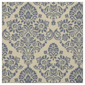 Stilvolles Blau und Creme Damask Muster Stoff (Muster)